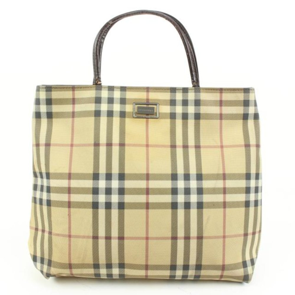 Burberry London Beige Nova Check Coated Canvas Tote Bag Upcycle Ready 9b419s
